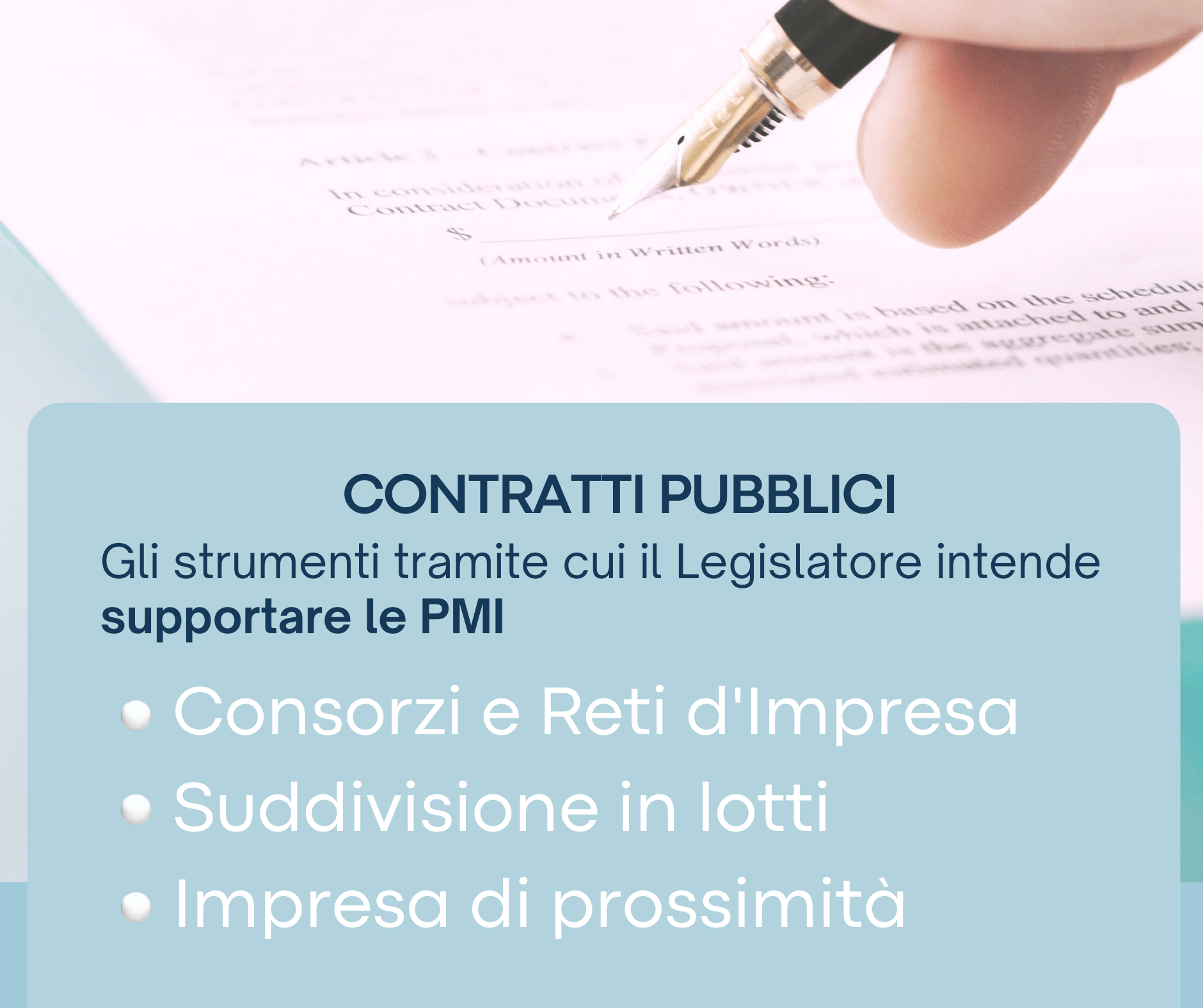 Contratti Pubblici Legge Delega PMI consorzi appalti lotti prossimità impresa