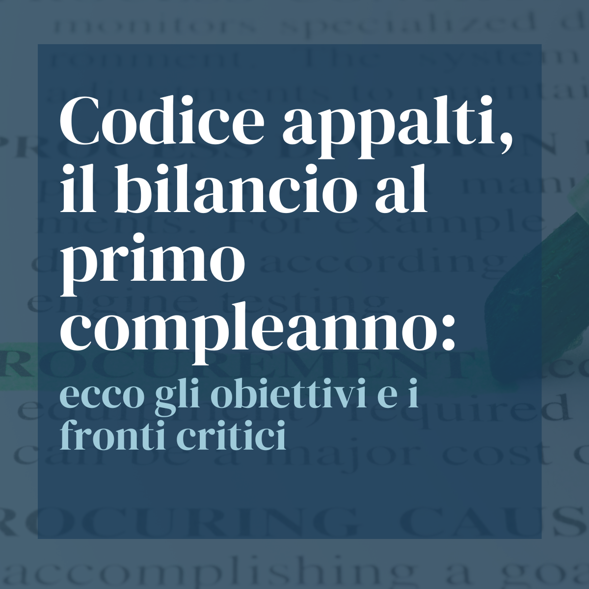 Codice Appalti bilancio